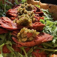 pizza with 'steak'  at 60 Seconds To Napoli in Cologne