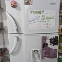 Fridge with fresh homemade tofu and soya yogurt at NaturLandia in Cusco