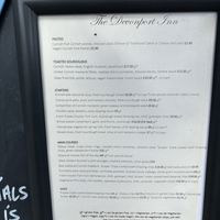 The menu - vegan options and veggie that can be made vegan   at The Devonport Inn in Torpoint