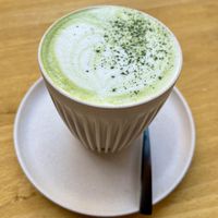 Matcha lattee  at PLANT SHACK - Cala Mayor in Mallorca