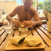BBQ jackfruit wrap. My non vegan father liked it aswell!😄 at PLANT SHACK - Cala Mayor in Mallorca