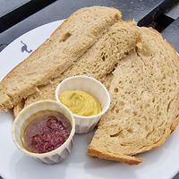 Sourdough bread with olive tapenade and hummus at Brouwerij 't IJ in Amsterdam