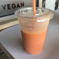 Sunrise smoothie (strawberry, mango, pineapple, orange) at Drop Squad Kitchen in Wilmington