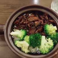 Rice nad stir fried mushrooms, lemongrass and black pepper at Bếp Chay Huệ Nhiên in Hanoi
