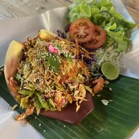Banana leaf salad   at Green Food in Chiang Mai