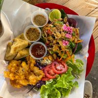 Full meal platter at Green Food in Chiang Mai
