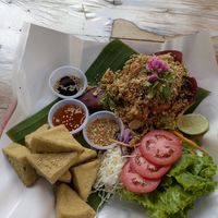 Banana Flower Salad and Fried Tofu at Green Food in Chiang Mai