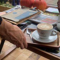 Cappuccino met sojamelk.  at Noencafé in Oostende