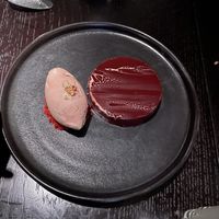 Plum ice cream and chocolate moussee  at Hutong in New York City