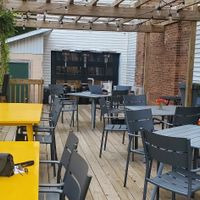 Outdoor seating at The Lucky Wolf in Paw Paw