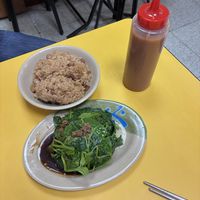 Rice and greens  at Ningxia Vegetarian Restaurant - 寧夏素食小館 in Taipei