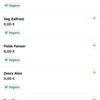 Vegan curry dishes  at Raj Darbar in Padua