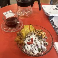 Coffee and mushroom ceviche  at Ongo in Porto