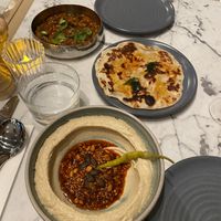 Charred Aubergine Bharta with paratha and salsa macha hummus   at Mildreds - Victoria in South West London