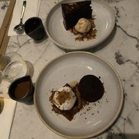 Chocolate ganache layer cake, rum coconut sticky toffeee  at Mildreds - Victoria in South West London