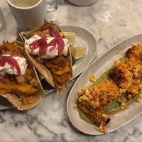 Tacos and corn ribs  at Mildreds - Victoria in South West London