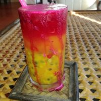 beetroot and passionfruit juice  at Fuang Vegetarian in Chiang Mai