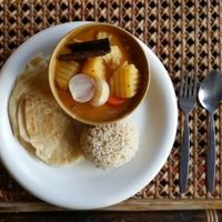 massaman curry with rice at Fuang Vegetarian in Chiang Mai