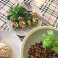 fresh spring rolls with lentils and rice at Fuang Vegetarian in Chiang Mai