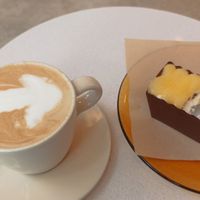 Gosua vegan y cafe de soja at AMONA Basque Vegan food in Pamplona