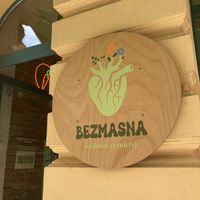 Sign outside  at Bezmasna in Prague