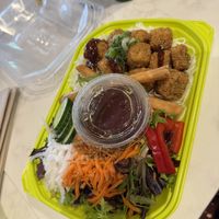 Noodle bowl with crispy tofu and soy lime ginger sauce   at Buddha Bowls and Rolls in Sacramento