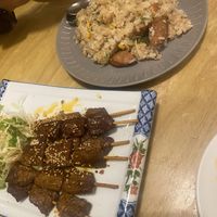 Lamb sticks, and ham fried rice   at Keiai - 桂愛 in Hiroshima