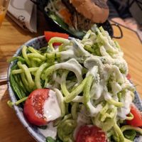 Italian bowl with avocado pesto zoodles at Quinoa in Barcelona