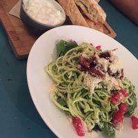 salad and tsaziki  at Quinoa in Barcelona