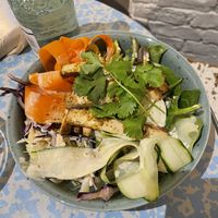 Kimchi bow with kimchi on the side  at Quinoa in Barcelona