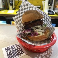 Jackfruit burger  at Quinoa in Barcelona