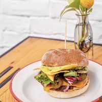 tex mex burger  at Quinoa in Barcelona