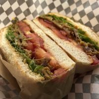 Seitan steak sandwich  at Quinoa in Barcelona
