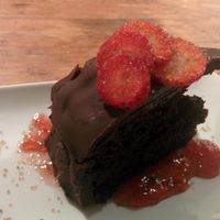 Chocolate cake at Quinoa in Barcelona