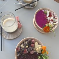 Breakfast bowls & Oat Latte  at Wonderland Ljubljana in Ljubljana