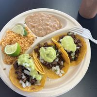Asada tacos , salsa is bomb both green and red   at Tacos Veganos II Avondale   in Avondale
