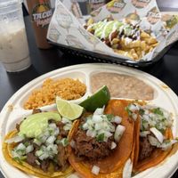 Taco plate 2 Birria and one pollo  at Tacos Veganos II Avondale   in Avondale