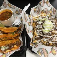Birria tacos and loaded fries  at Tacos Veganos II Avondale   in Avondale