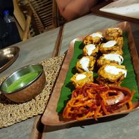 Vegetarian stuffed mushrooms with cheese at Go Native Whitefield in Bangalore