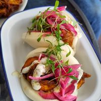 Mushroom bao with coriander and lime mayo at Over The Yardarm in Sheffield