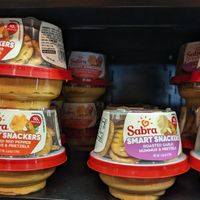 to-go hummus and pretzles at BZN - Copper Horse Restaurant in Belgrade