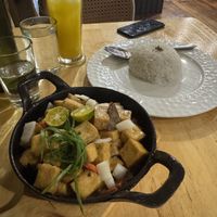 Tofu mushroom sisig with ricee  at Nattribu in Siargao