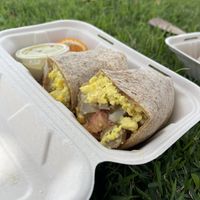 Southwestern breakfast burrito with whole wheat tortilla and cashew queso sauce. . . Yummmmm  at Luna's Vegan Eats in Kailua Kona
