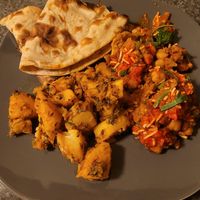 Samosa chaat, Jeera aloo & roti at Shimla 7 in Gosnells