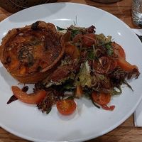 Sweet potato tart with side salad (vegan) at The Bells Bar & Kitchen in Barnsley