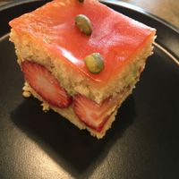 Strawberry pistachio cake  at Sasaya Cafe in Tokyo