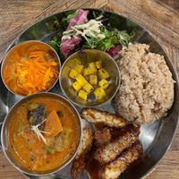 The Tempe-Katsu curry was delicious! I really liked the variety of curry and the salad! I also got a vegan cheese cake for dessert and it was amazing! at Sasaya Cafe in Tokyo