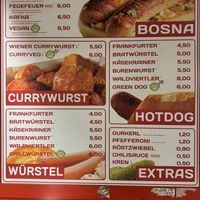 Menu  at Hermann's Würstelstand in Vienna
