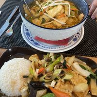 Vegan soup and vegetables  at Mizui Sushi  in Straubing