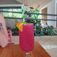 Mango and papaya smoothie at Orquídeas in La Fortuna